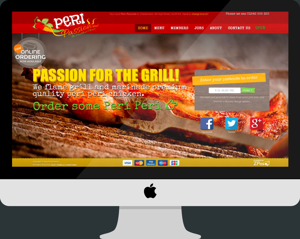 Peri Passion's Online Ordering Website on an iMac