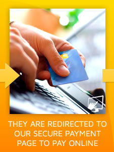 Step 2) They are redirected to our secure online ordering payment page to pay online